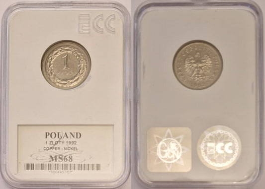 Moneta 1 złoty 1992 r. grading