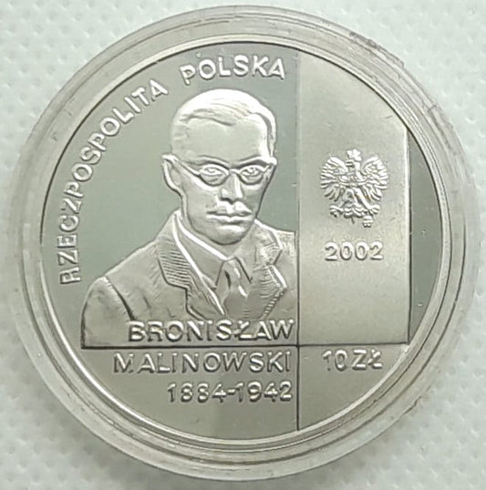 Moneta 10 zł Bronisław Malinowski 2002