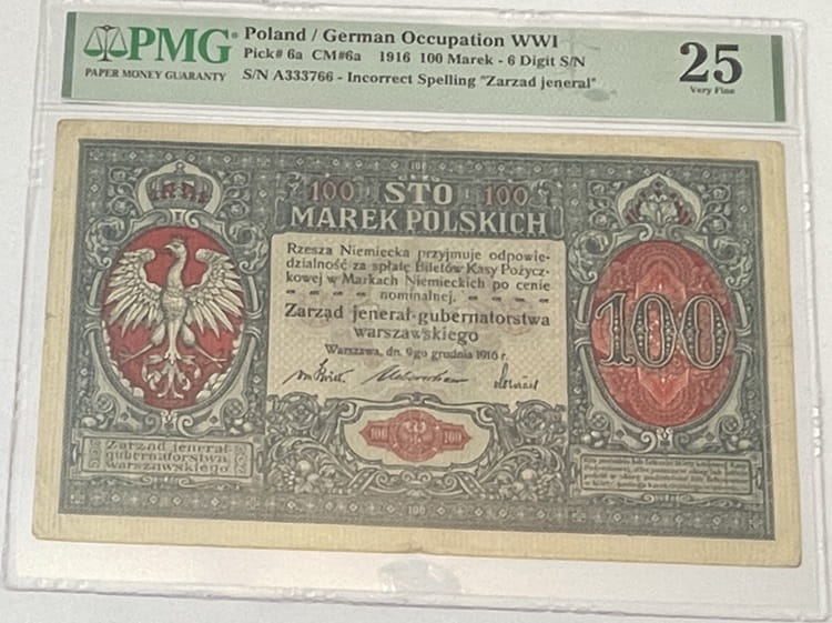 Banknot 100 marek polskich 1916 PMG 25