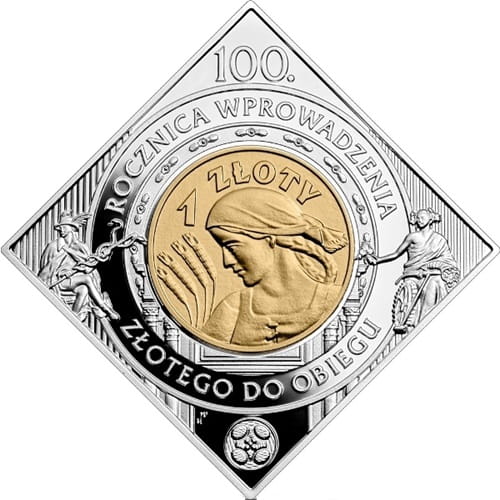 Moneta 1 zł 100 rocznica wprowadzenia złotego do obiegu 2024