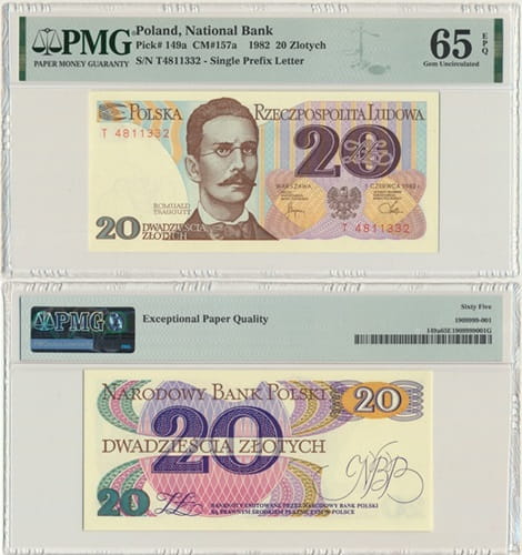 Banknot 20 złotych 1982 r. PMG 65 EPQ