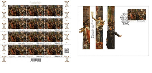 230. rocz. uchwalenia konstytucji 3 Maja arkusz + FDC