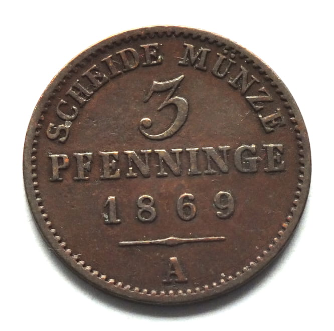 3 pfenninge 1869 A Preussen