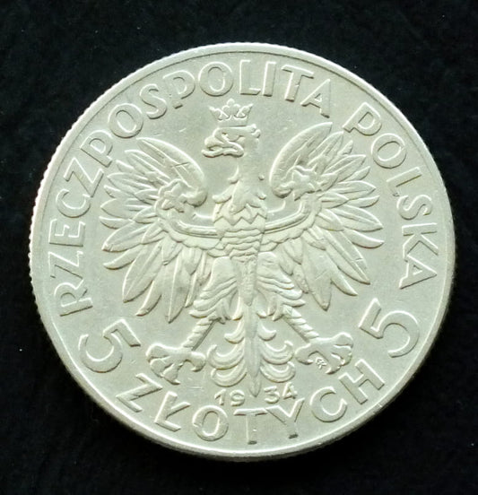 5 Złote 1934 rok - Głowa kobiety