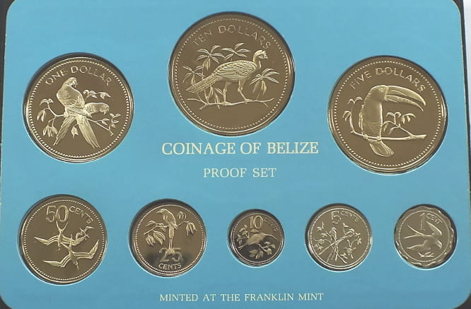 Zestaw 8 monet ptaki - BELIZE