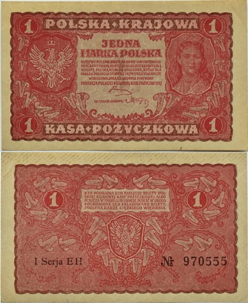 Banknot 1 marka 1919 stan 1