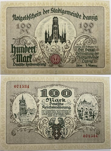 Banknot 100 marek 1922 r. Wolne Miasto Gdańsk