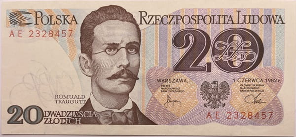 Banknot 20 zł 1982 Traugutt stan 1