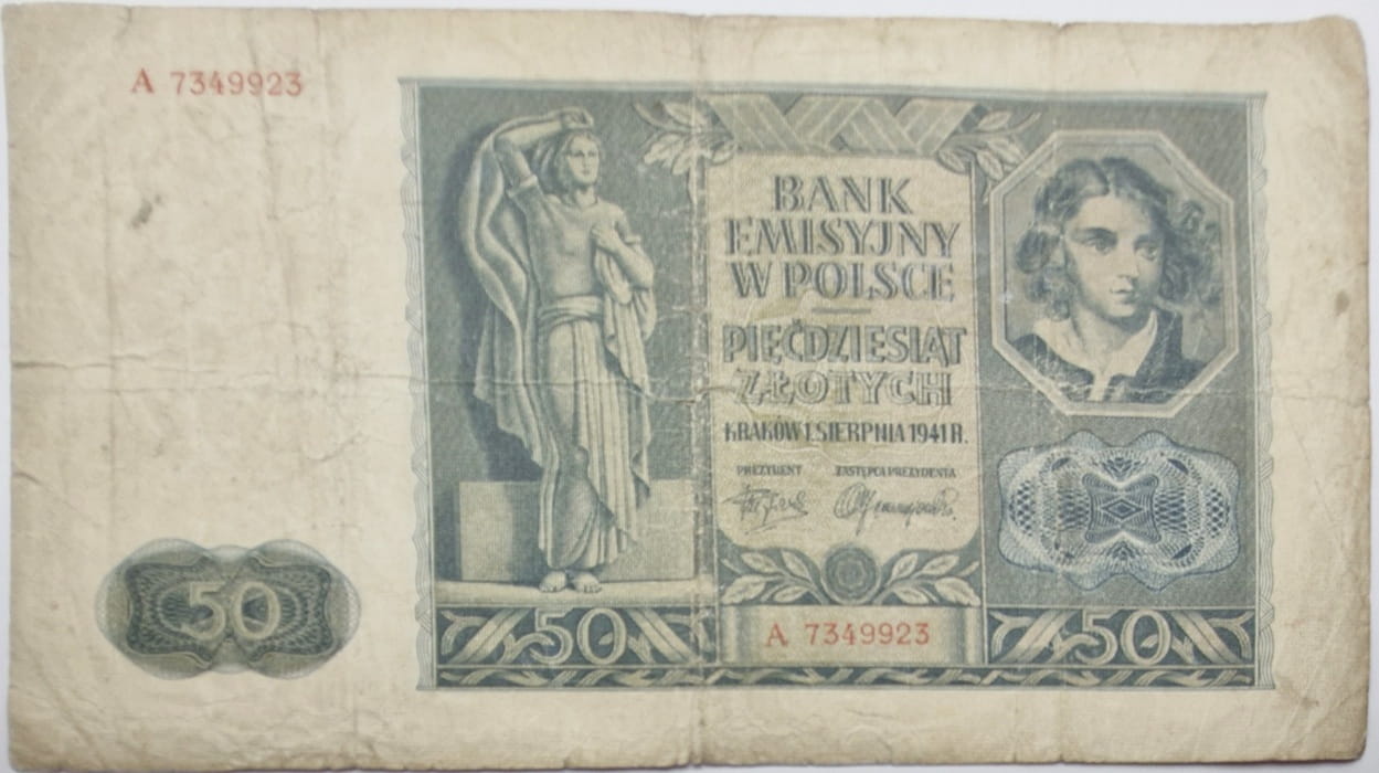 Banknot 50 zł 1941 stan 3