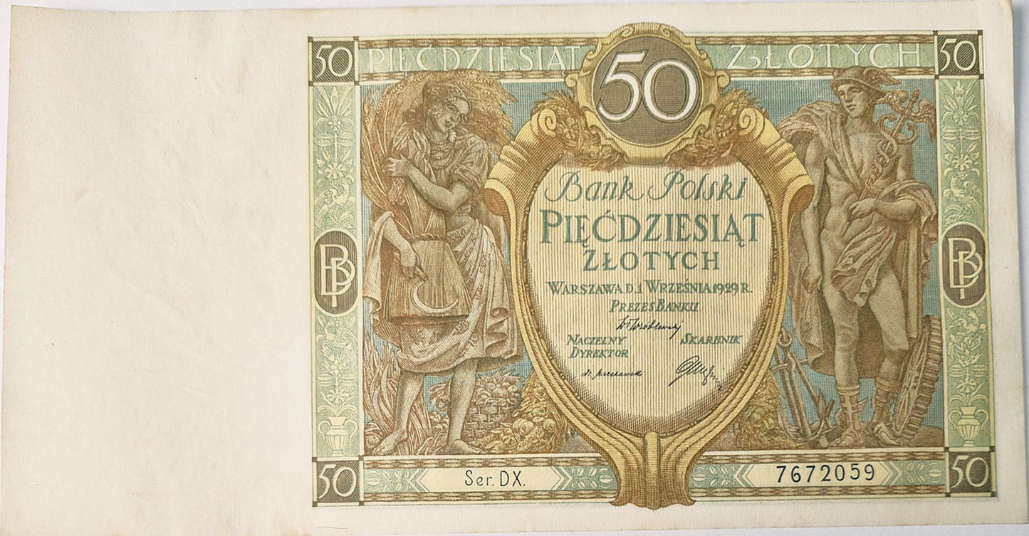 Banknot 50 złotych 1929 r. stan 1