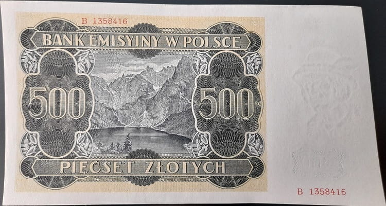 Banknot 500 zł 1940 r. stan 1