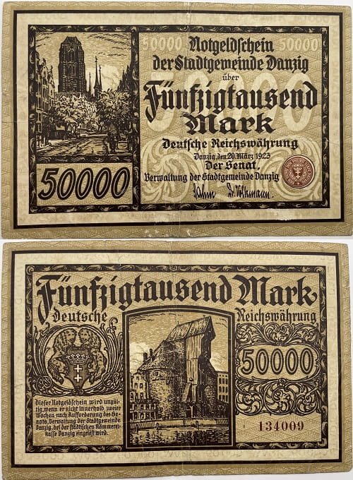 Banknot 50000 marek 1923 Wolne Miasto Gdańsk