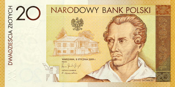 Banknot 20 zł 200 rocznica urodzin Juliusza Słowackiego 2009