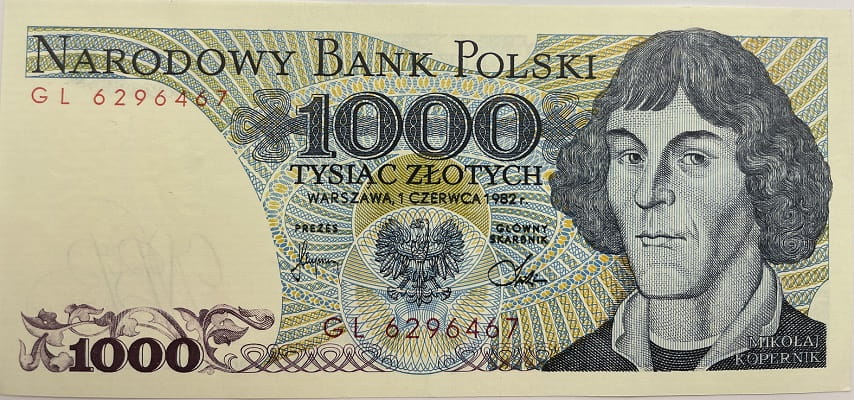 Banknot 1000 zł 1982 Mikołaj Kopernik stan 1