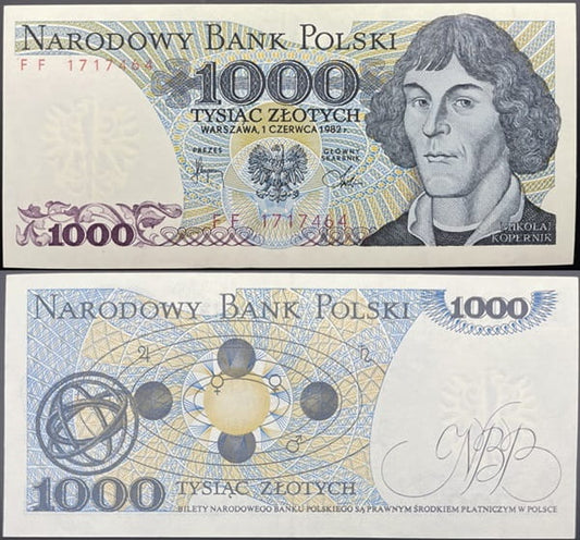 Banknot 1000 zł 1982 Mikołaj Kopernik stan 2