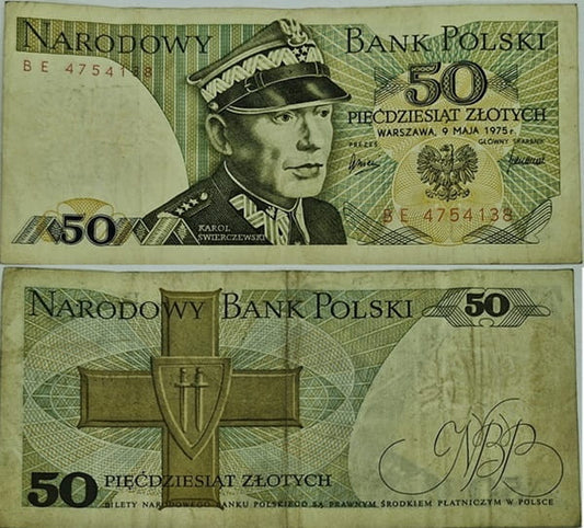 Banknot 50 zł 1975 Karol Świerczewski stan 3