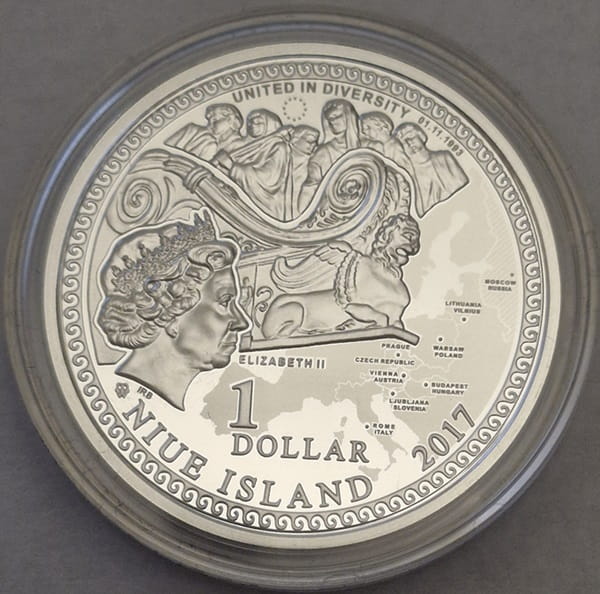 Moneta 1 dolar Szlak bursztynowy Akwileja 2017 r.