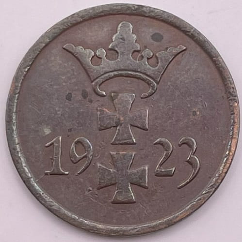 Moneta 1 fenig Wolne Miasto Gdańsk 1923