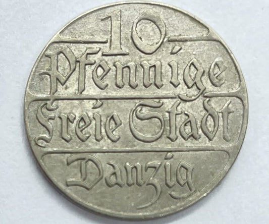 Moneta 10 fenigów Wolne Miasto Gdańsk 1923 r. stan 2