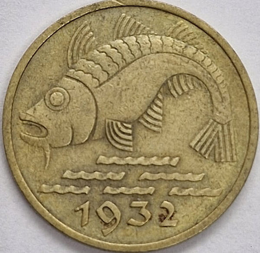 Moneta 10 fenigów Wolne Miasto Gdańsk 1932 stan 2