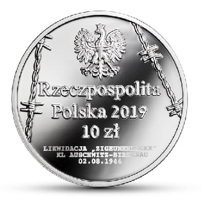 Moneta 10 zł 75. rocz. zagłady Romów i Sinti 2019