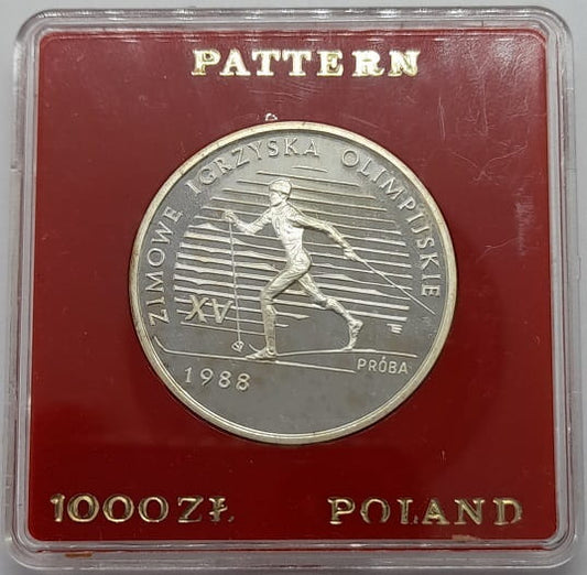 Moneta 1000 zł XV Zimowe Igrzyska Olimpijskie PRÓBA 1988