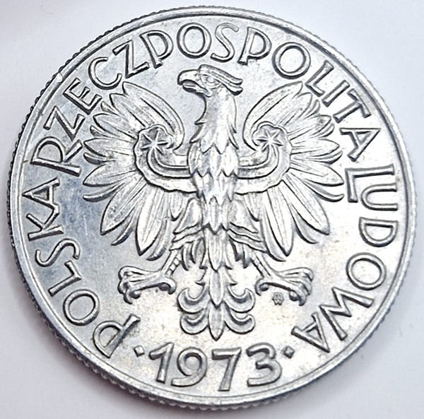 Moneta 5 zł Rybak 1973 stan 2