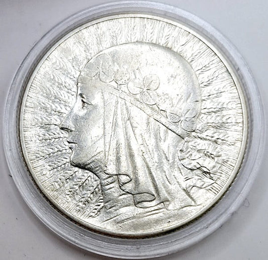 Moneta 5 złotych 1933 Polonia Głowa Kobiety stan 2