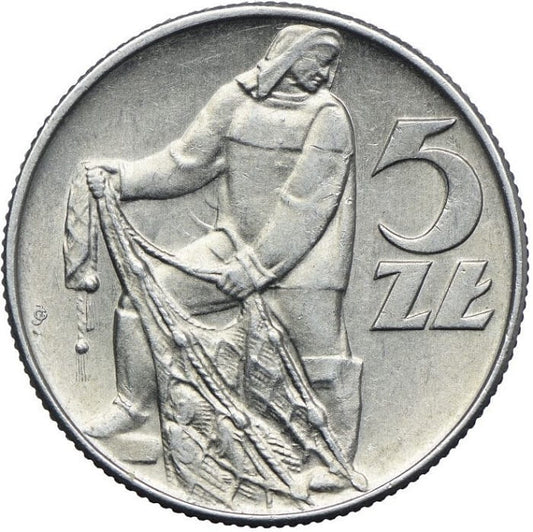 Moneta 5 złotych Rybak Słoneczko 1974