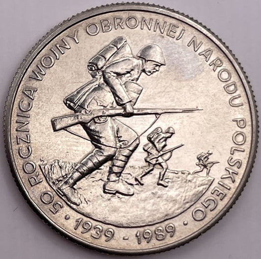 Moneta 500 zł 50 rocznica wojny obronnej 1989