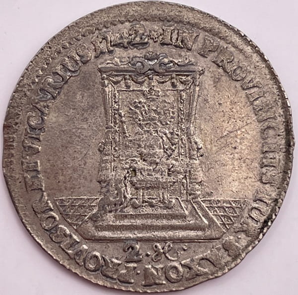 Moneta Dwugrosz wikariacki August III Sas Drezno 1742 r.