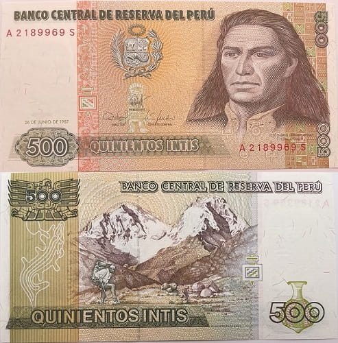 Peru Banknot 500 Intis 1987 r. UNC