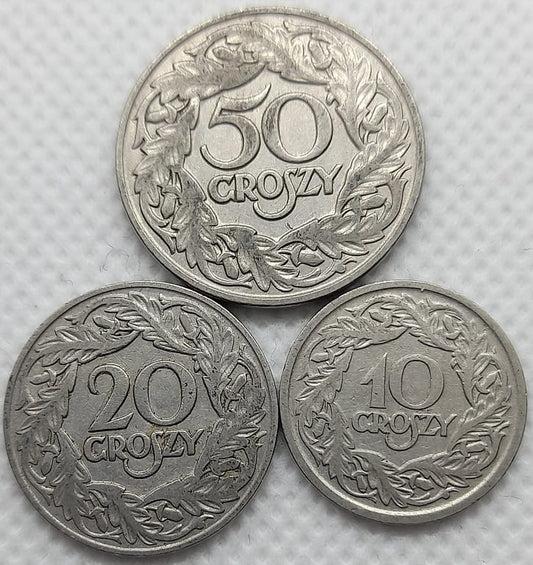 Zestaw 10, 20, 50 gr 1923 r. /3