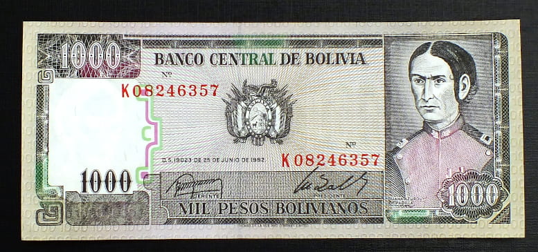 1000 Pesos - Boliwia 1982 r.