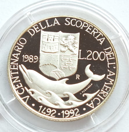 200 lirow 1989 Odkrycie Ameryki 1492-1992 proof