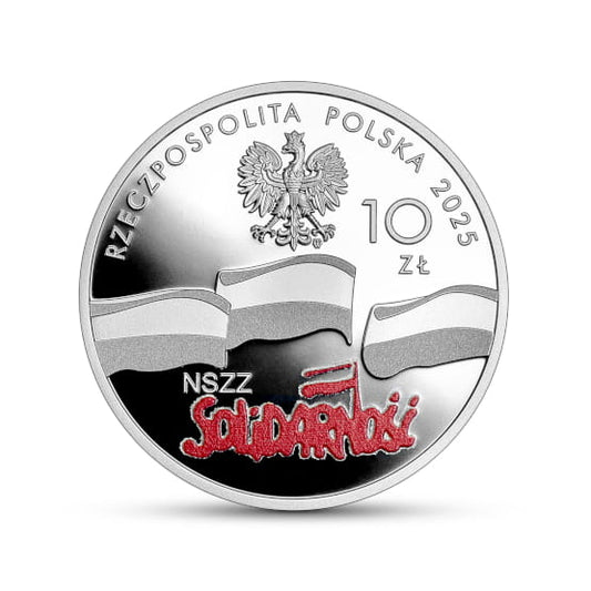 Moneta 10 zł 45. rocznica powstania NSZZ „Solidarność”