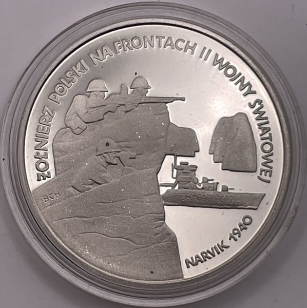 Moneta 100 000 zł Żołnierz polski na frontach II WŚ Narvik 1991