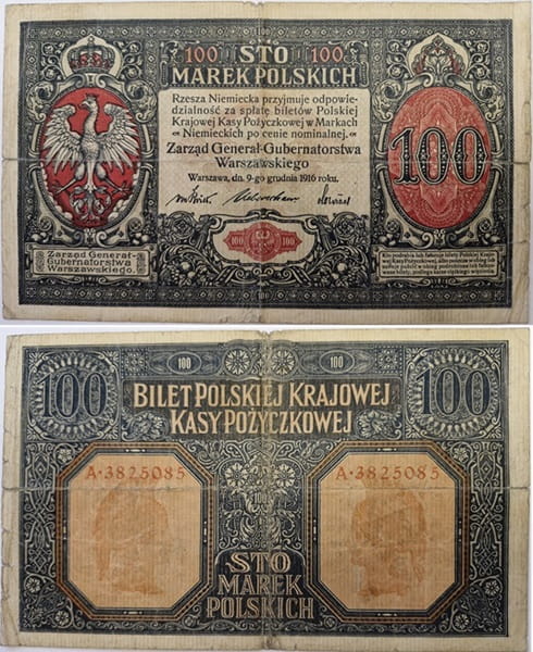 Banknot 100 marek polskich 1916 stan 4