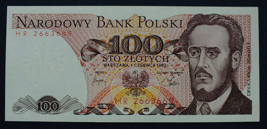 100 zł Ludwik WARYŃSKI 1982 UNC