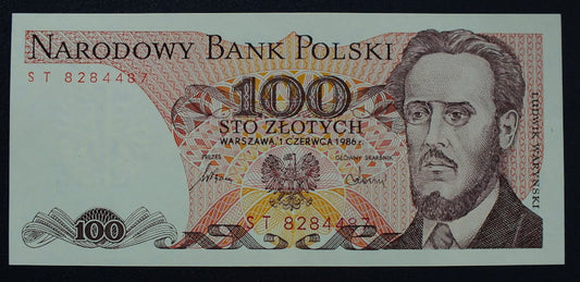 100 zł Ludwik WARYŃSKI 1986 UNC