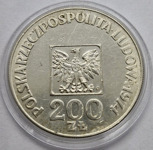 Moneta 200 zł XXX lat PRL Mapa 1974