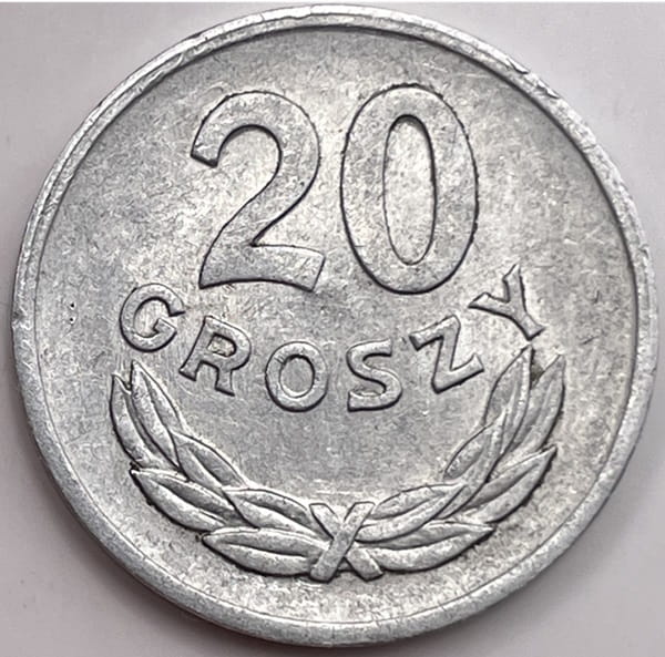 Moneta 20 groszy 1973 r. b.z. stan 2