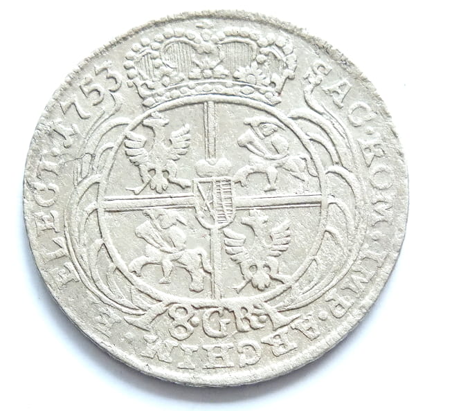 8 groszy August III 1753 (bez EC) - rzadka