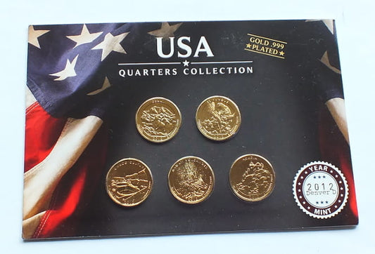 5 x 1/4 USD 2012 platerowane złotem .999