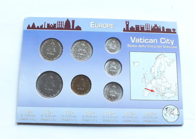 Vatykan 7 monet 1-100 lirów