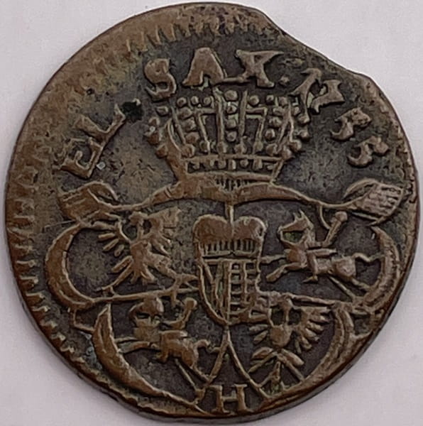 August III Sas grosz koronny 1755r. H