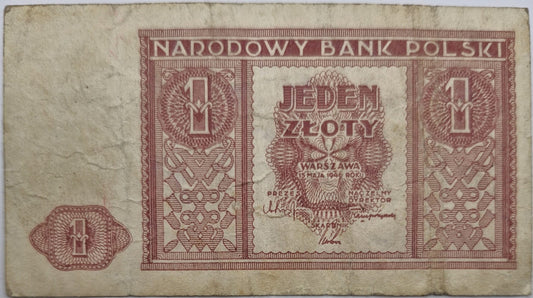 Banknot 1 złoty 1946 stan 3