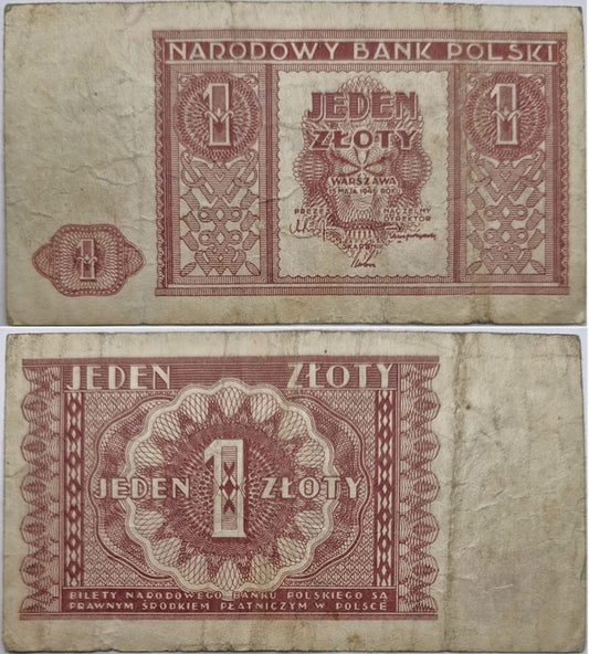 Banknot 1 złoty 1946 stan 3