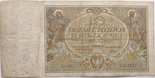 Banknot 10 złotych 1929  r. stan 3