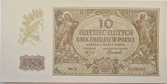 Banknot 10 złotych 1940 stan 2
